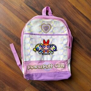 Vintage 2001 Powerpuff Girls Backpack Cartoon Network Pink Purple Y2K Glitter